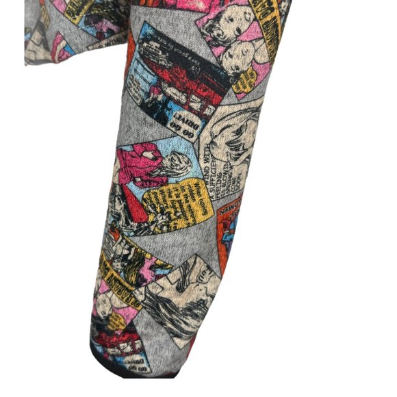 RARE/HTF Comic Print Y Apparel USA puff shoulder Zip Up Peplum Cardigan Sz Md - Picture 12 of 15